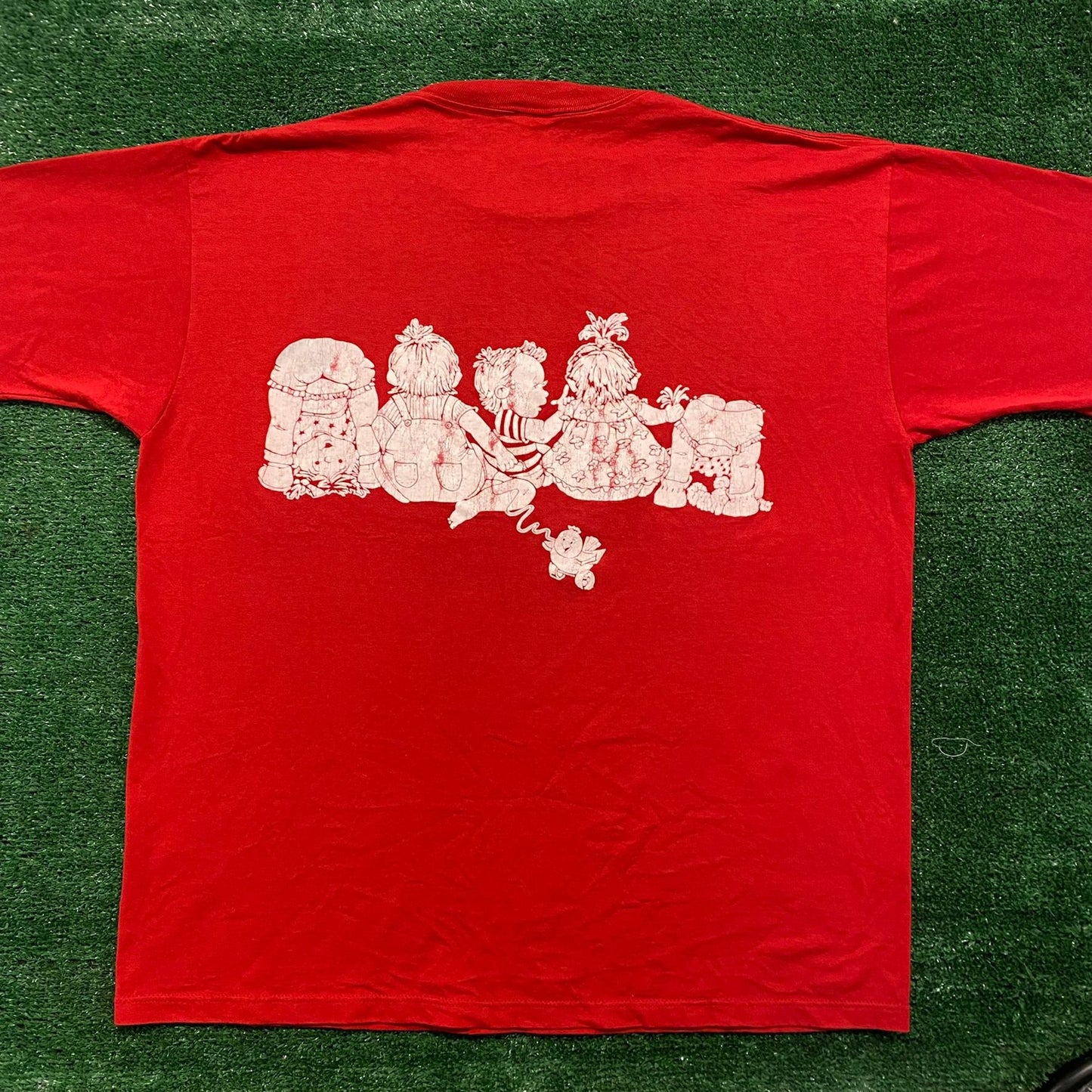 Vintage 80s Heads & Tails Baby Art Cute Single Stitch Tee
