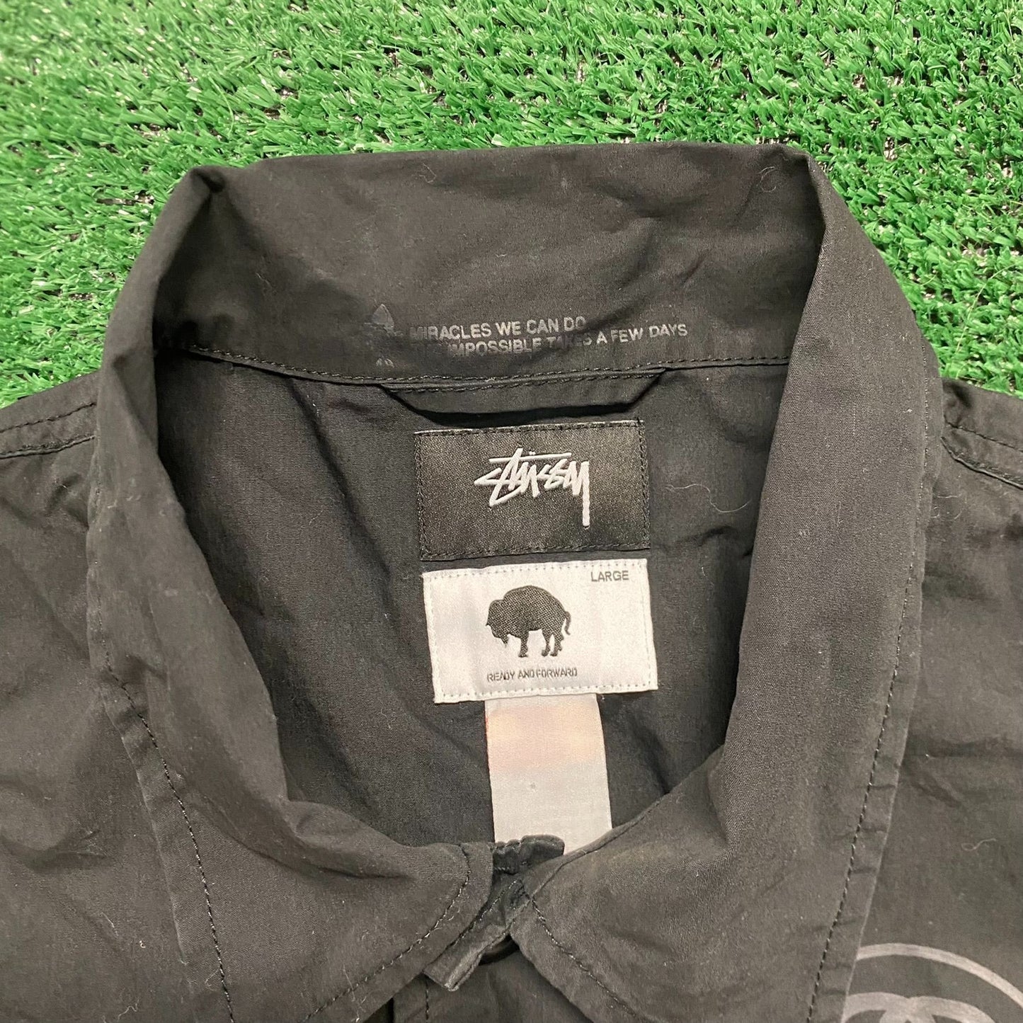 Stussy Ready and Forward Black Button Up Field Shirt Jacket