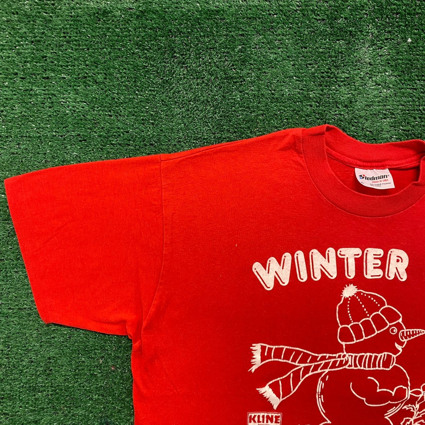 Vintage 80s Winter Snowman Running Single Stitch Tee