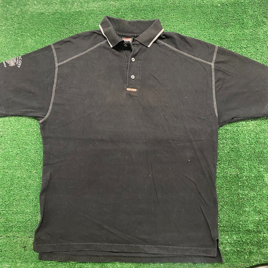 Vintage Y2K Harley Davidson Motorcycle Black Work Polo Shirt