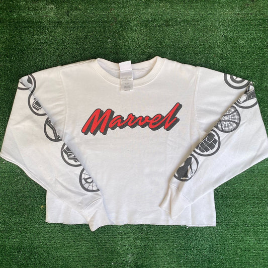Vintage Y2K Marvel Comics Sweatshirt Crop Top Logo Crewneck