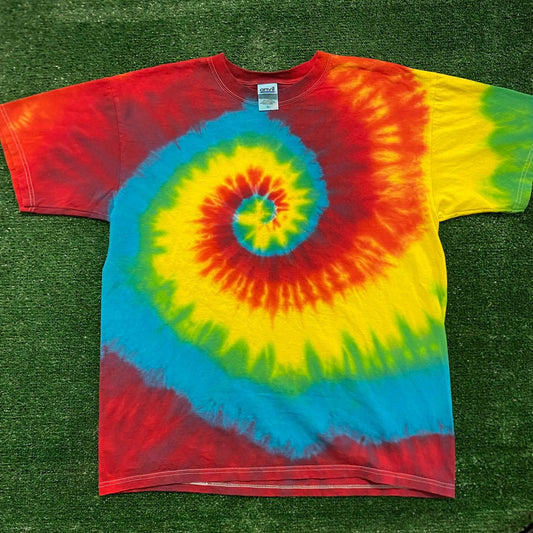 Rainbow Tie Dye Spiral Swirl Vintage Hippie T-Shirt