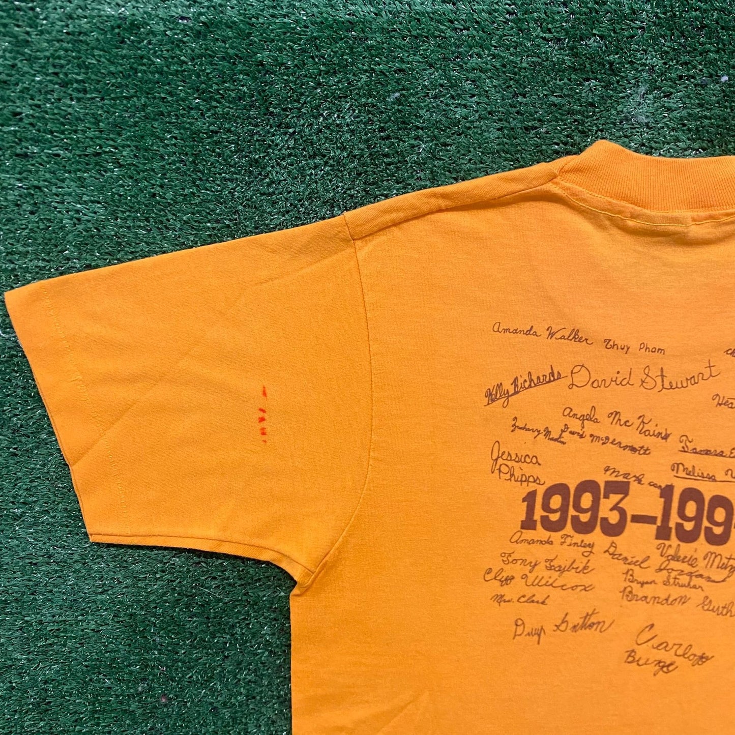 Vintage 90s Rams School Shirt Yellow Single Stitch Tee