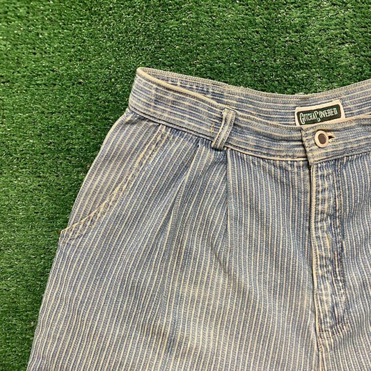 Vintage 90s Pinstriped High Waisted Denim Jean Shorts Jorts