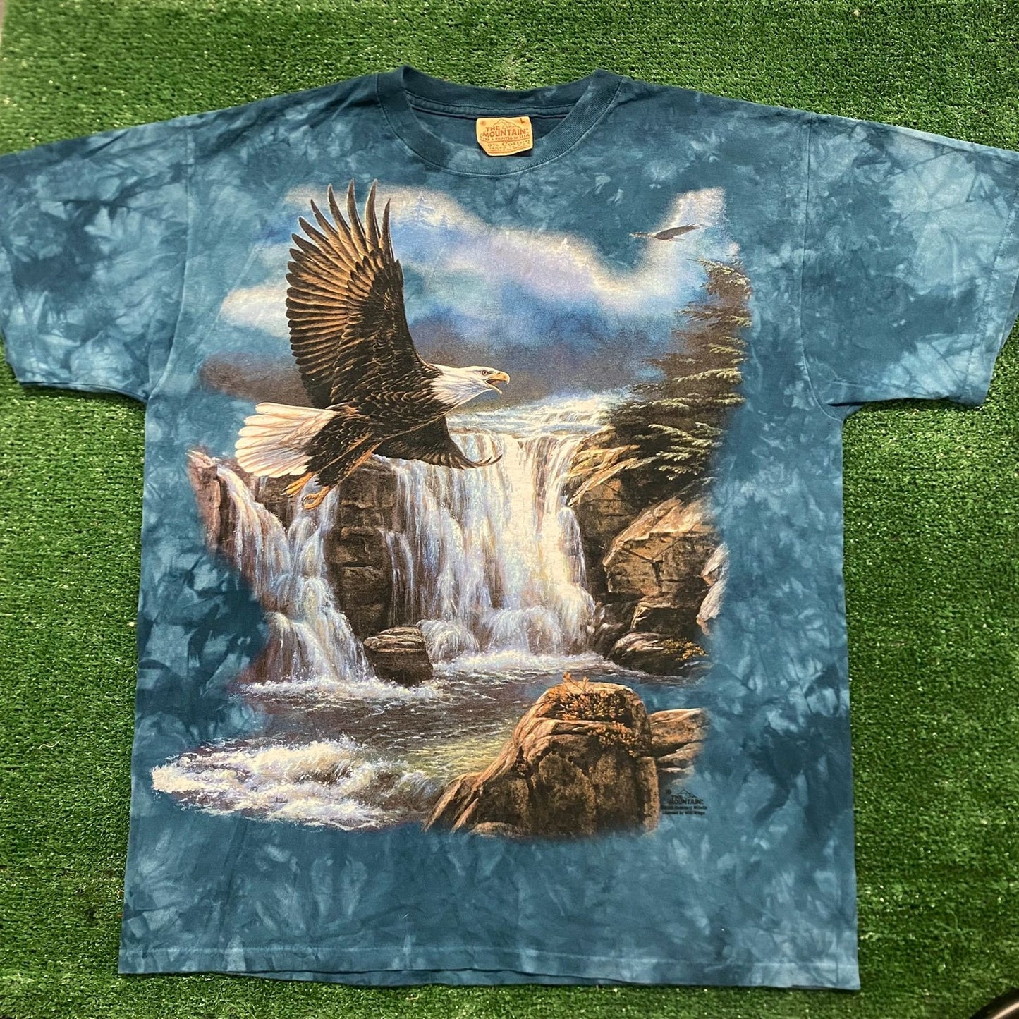 Vintage Y2K Eagle Nature Landscape Art Tie Dye Animal Tee