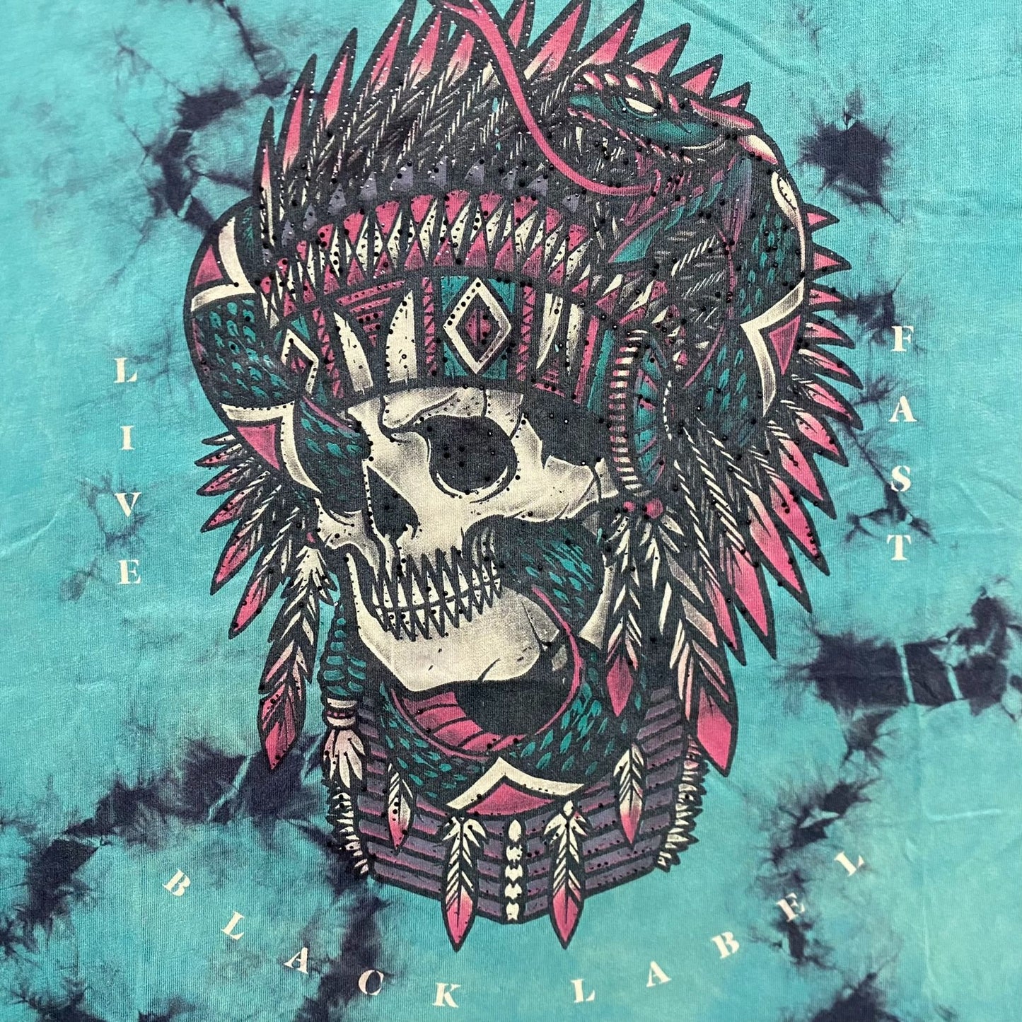 Vintage Y2K Affliction Skull Shirt Grunge Punk Tie Dye Tee