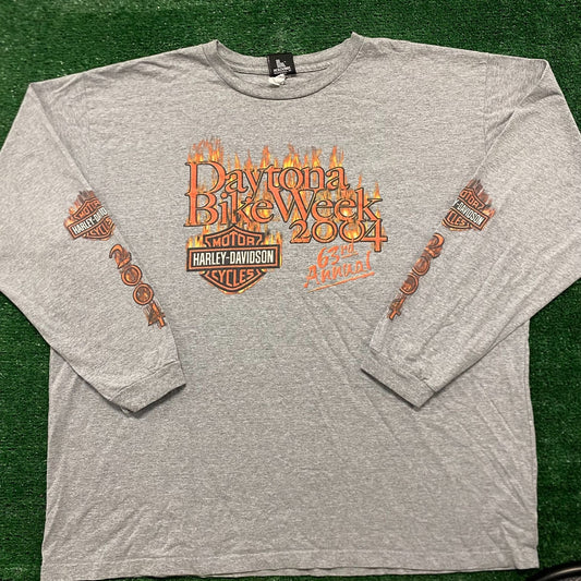 Vintage Y2K Harley Davidson Daytona Flame Motorcycle Tee