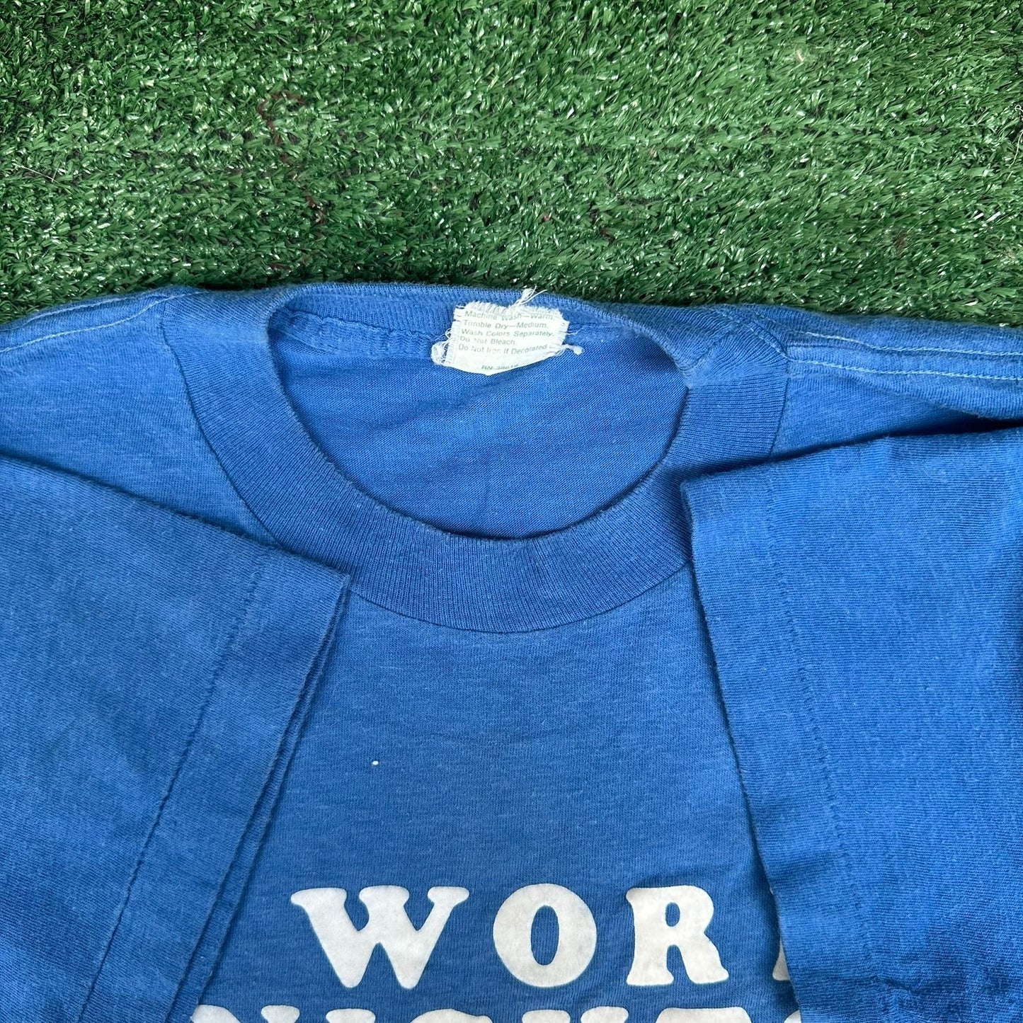 Vintage 80s Funny Work Humor T-Shirt Blue S Single Stitch Edgy Sarcasm Skater