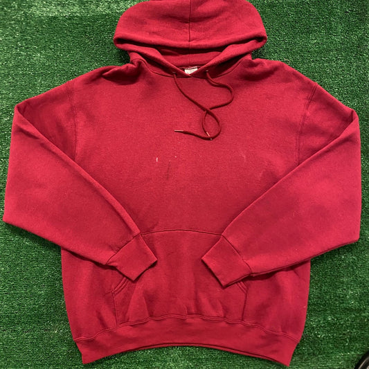 Dark Red Burgundy Blank Plain Vintage 90s Hoodie Sweatshirt