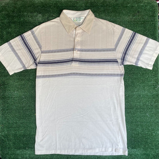 Vintage 80s Tonal Polo Shirt Striped Single Stitch Grandpa
