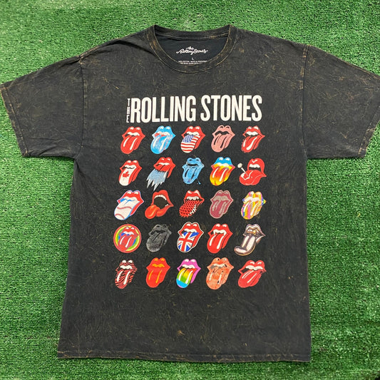 Rolling Stones Multi Tongue Lips Vintage Rock Band T-Shirt
