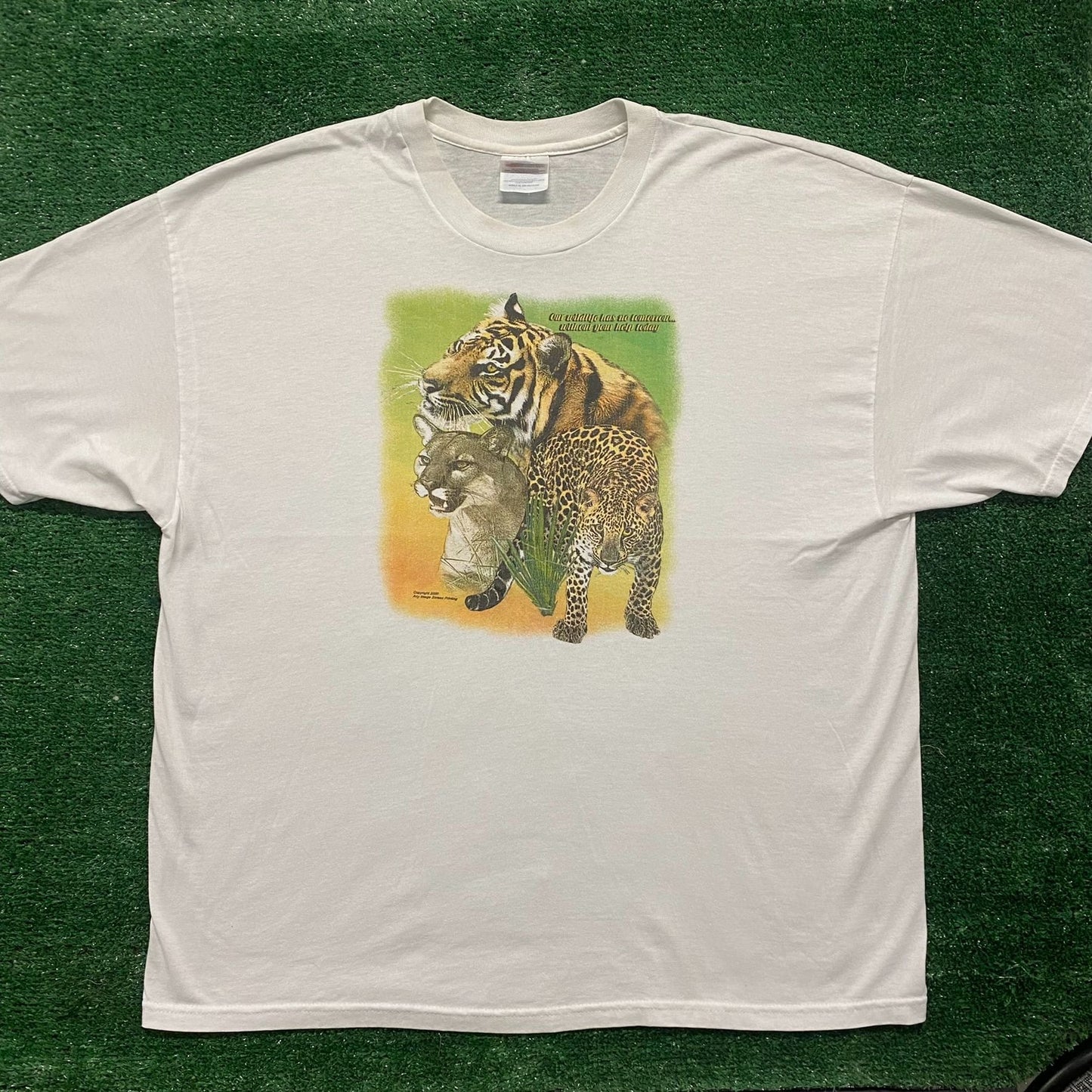 Vintage 90s Tiger Panther Nature Shirt Animal Conservation Tee