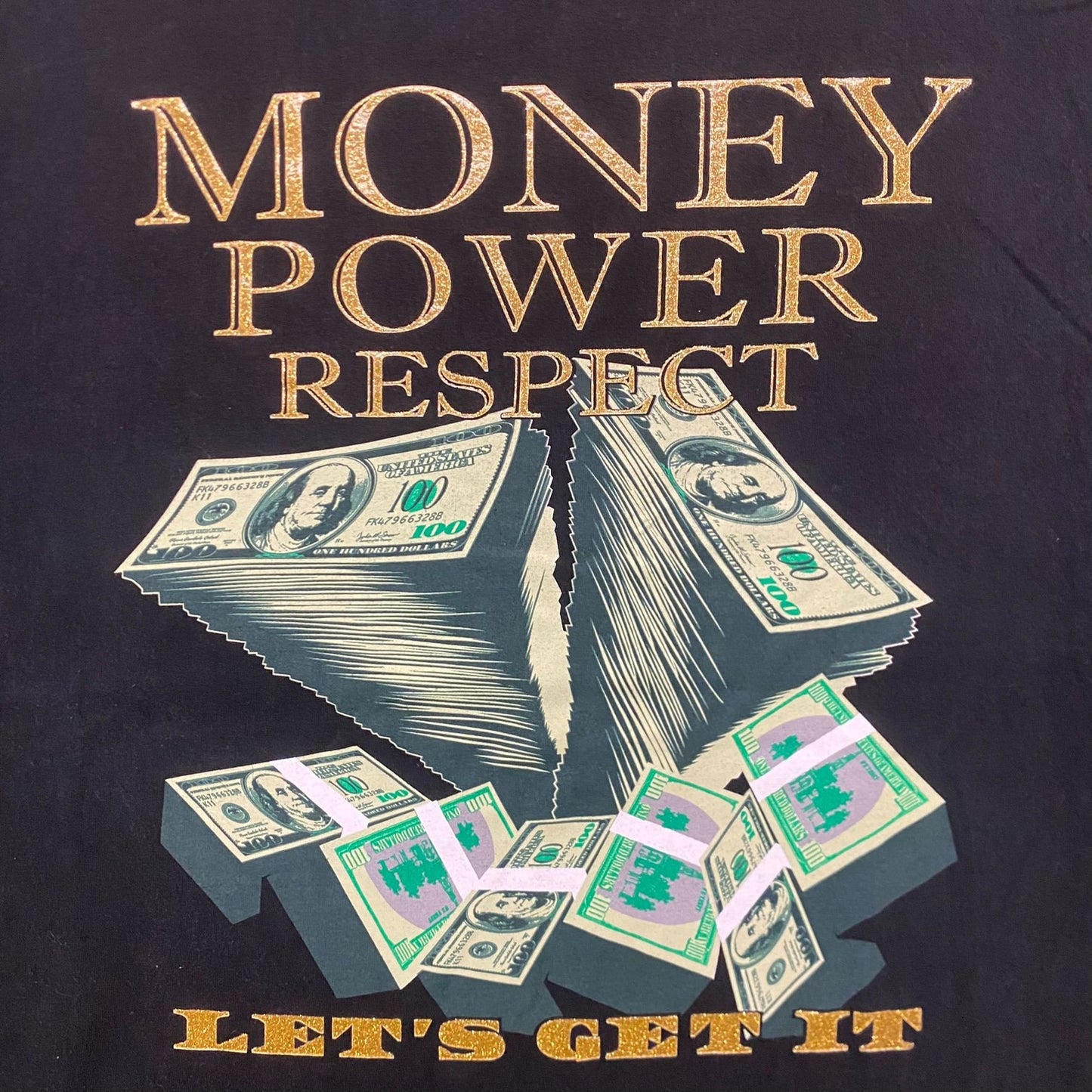 Vintage Y2K Money Power Respect Essential Rap Hip Hop Tee