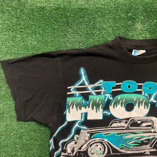 Vintage 90s American Thunder Shirt Hot Rod Racing AOP Tee