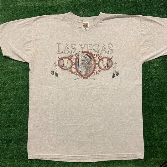 Vintage 90s Las Vegas Wolf Skulls Western Tourist T-Shirt