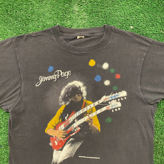 Vintage 80s Essential Jimmy Page Led Zeppelin Rock Band T-Shirt