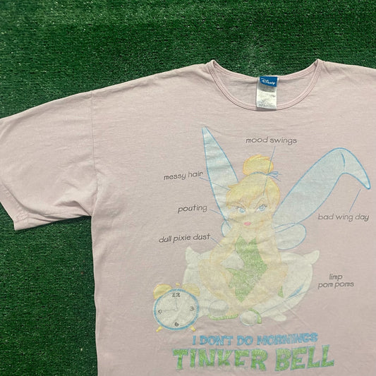 Vintage 90s Tinkerbell Mornings Essential Cartoon Humor Tee