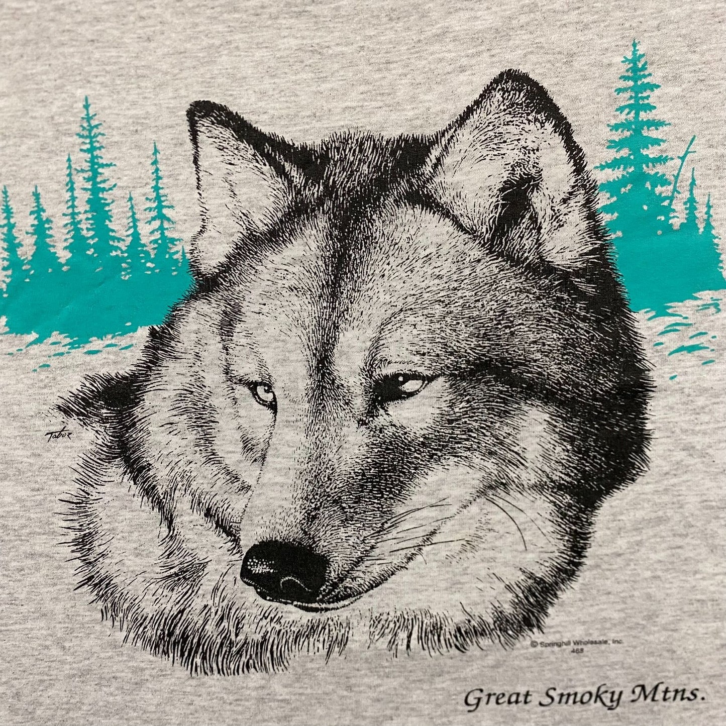 Vintage 90s Smoky Mountains Wolf Nature Art Single Stitch Tee