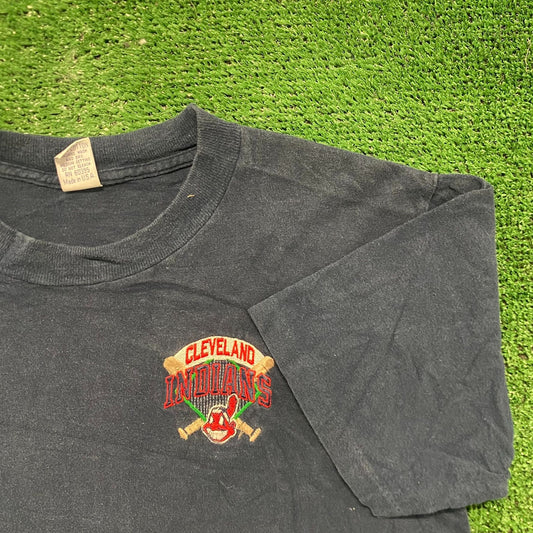 Vintage 90s Cleveland Indians Shirt Single Stitch MLB Logo Tee