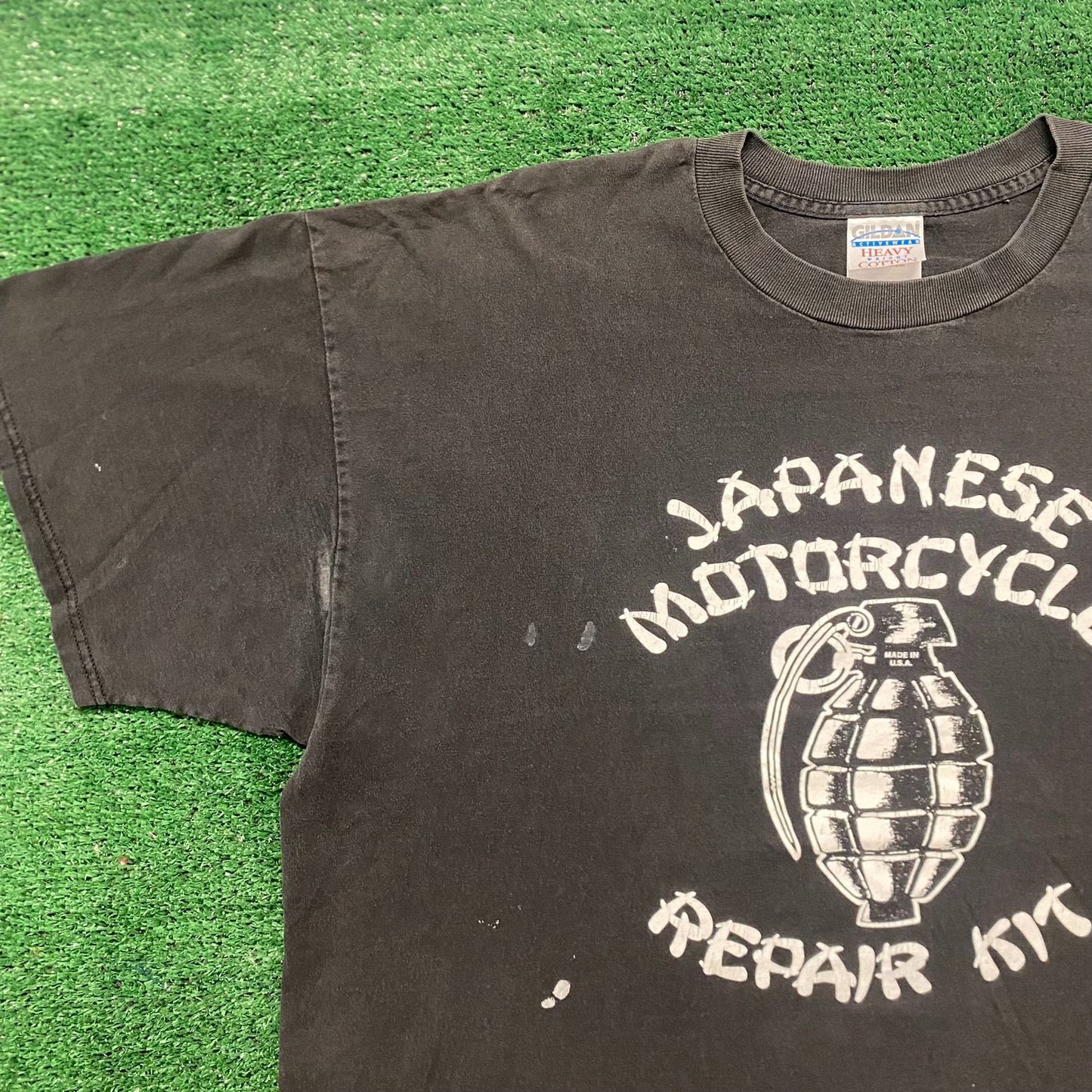 Vintage 90s Japanese Motorcycle Repair Kit Grenade Biker T-Shirt