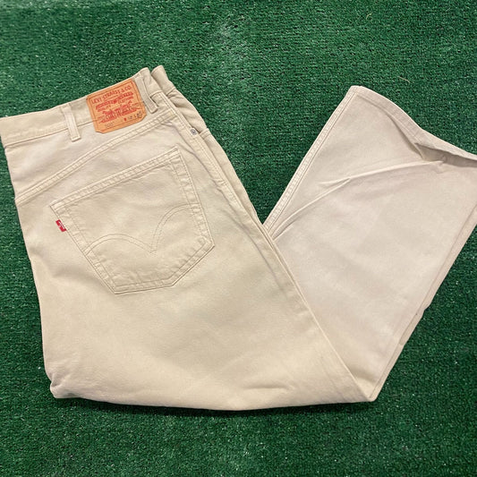 Levi's 505 Straight Fit Beige Vintage Denim Jeans Pants