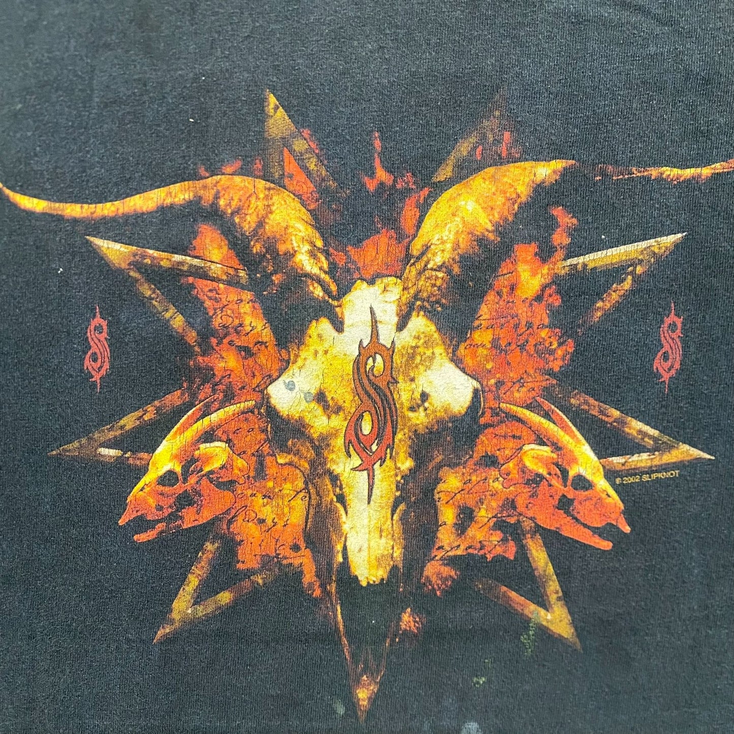 Vintage Y2K Slipknot Iowa Metal Band Skull Sun Faded  Tee