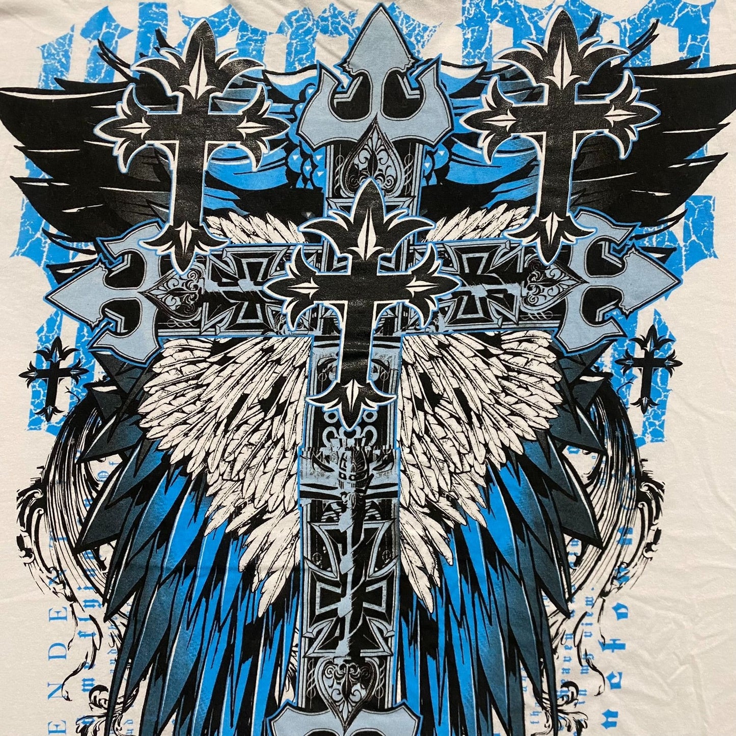 Vintage Y2K Winged Skull Cross Shirt Punk Gothic AOP Tee