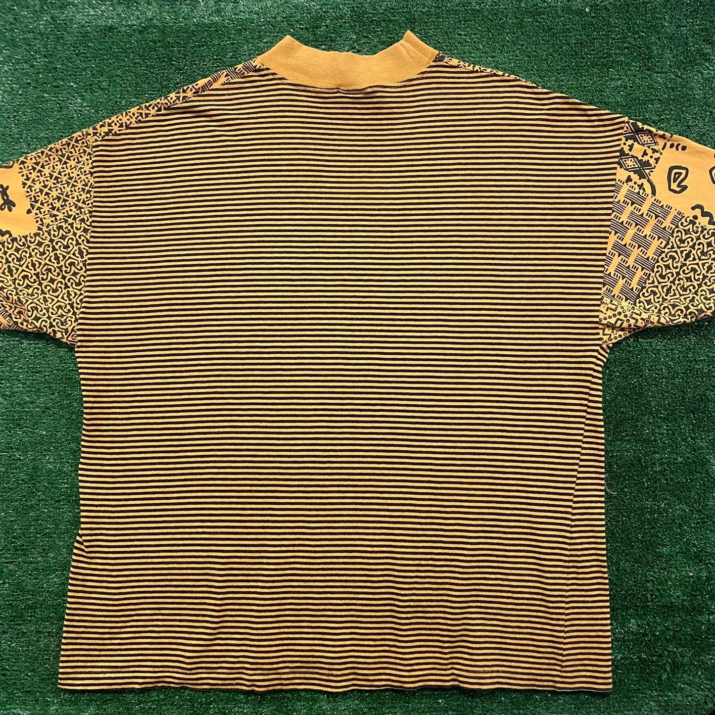 Vintage 80s Striped Geometric Patchwork Single Stitch Tee