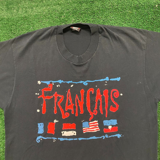 France French Flag Vintage 90s Single Stitch T-Shirt