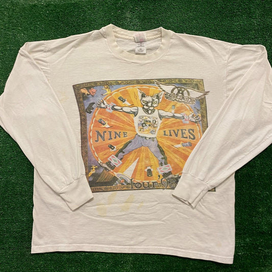 Aerosmith Nine Lives Vintage 90s Rock Band T-Shirt