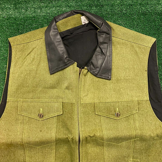 Green Western Denim Cowboy Rancher Hunting Vest