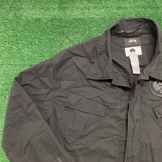 Stussy Ready and Forward Black Button Up Field Shirt Jacket