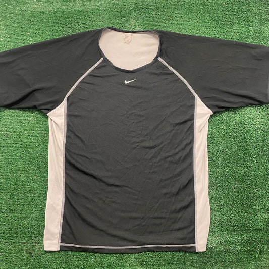 Vintage Y2K Nike Center Swoosh Drill Core Black Athletic Tee