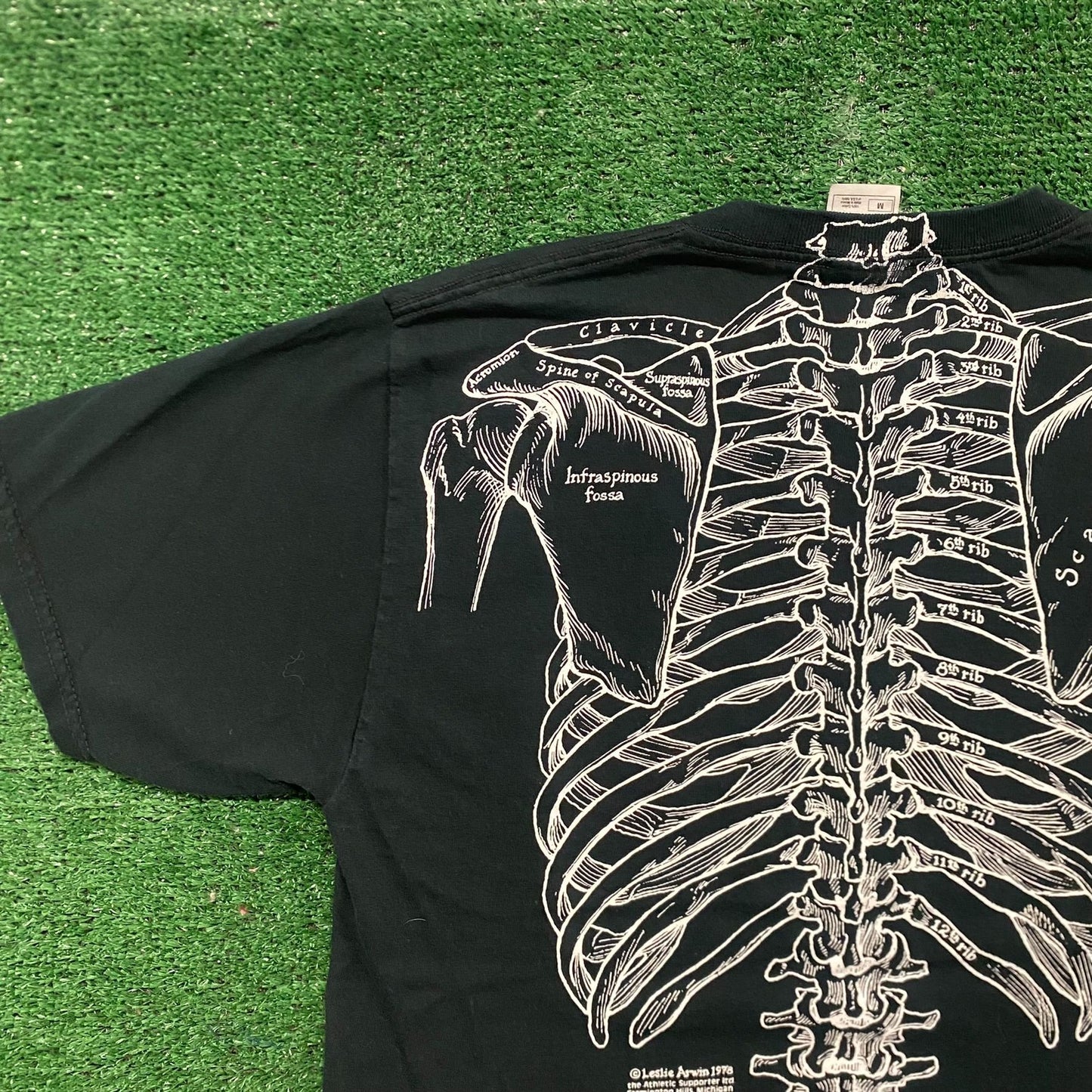 Vintage 90s Skeleton Bones Essential Goth Punk AOP Art Tee
