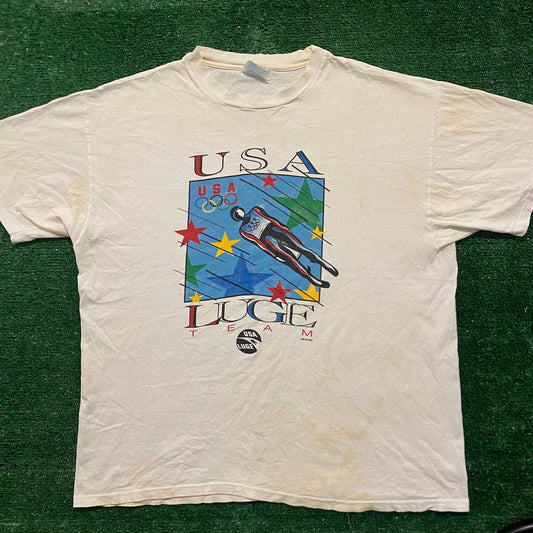 Vintage 90s Olympics Luge Team USA Single Stitch Sports Tee