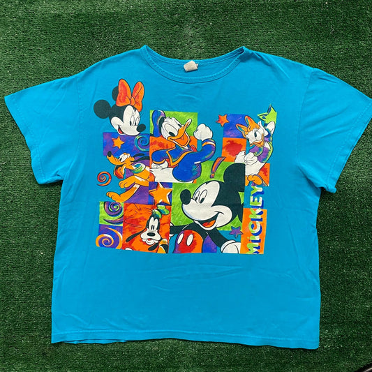 Vintage 90s Mickey Mouse Shirt Disney Cartoon Retro Blue Tee