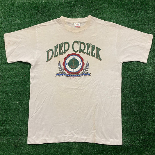 Vintage 90s Deep Creek Maryland Nautical Single Stitch Tee