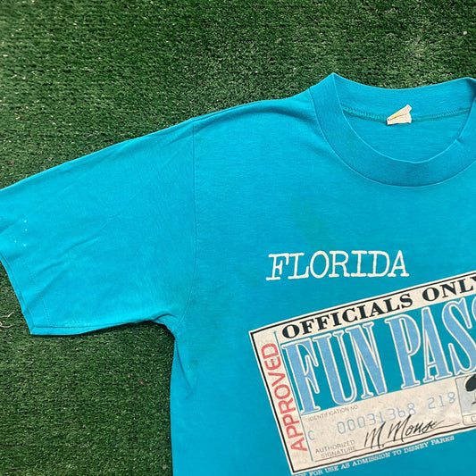 Vintage 80s Disney World Shirt Blue Single Stitch Florida Tee