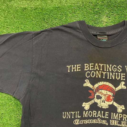 Vintage 2000s Pirate Crew Skull Tourist Humor T-Shirt