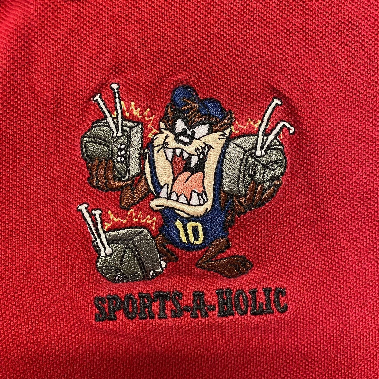 Vintage Y2K Looney Tunes Taz Cartoon Sports Polo Shirt