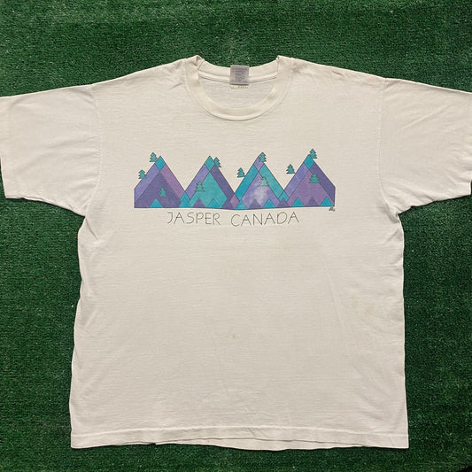 Vintage 90s Canada Mountains Art Single Stitch Tourist Tee