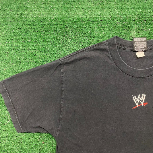 Vintage Y2K WWE Raw Wrestling Shirt Black Smackdown Logo Tee