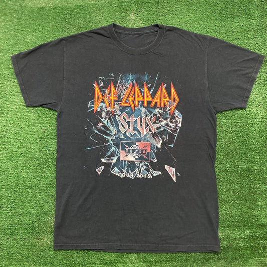 Essential Def Leppard Styx Tesla Rock Metal Band T-Shirt
