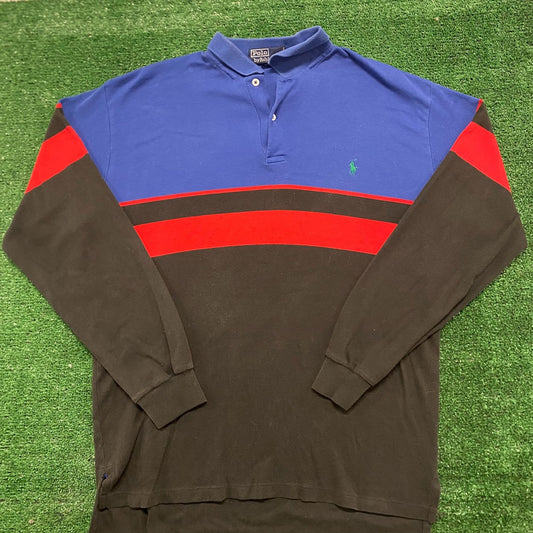 Vintage 90s Polo Ralph Lauren Striped Rugby Polo Shirt
