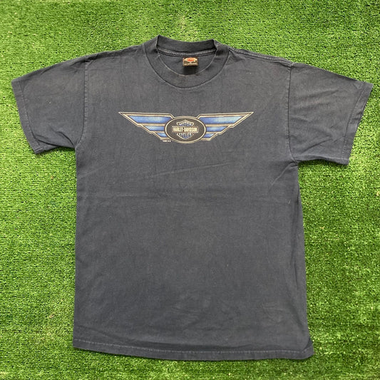 Vintage Y2K Harley Davidson Dudley Perkins Wings Logo Tee