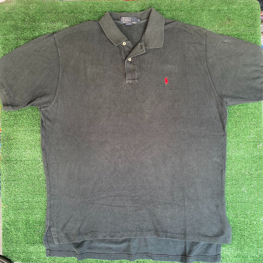 Vintage 90s Ralph Lauren Polo Shirt Black Logo Preppy Basic