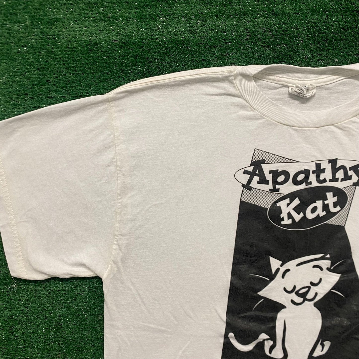 Vintage 90s Apathy Cat Shirt Depression Comic Emo Punk Tee