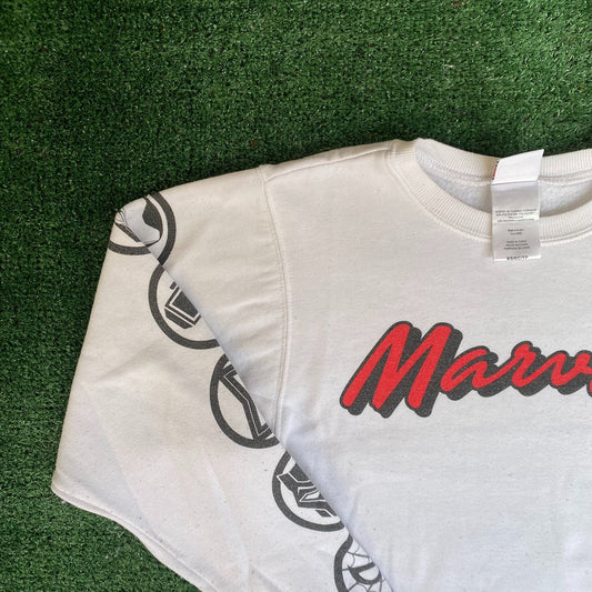Vintage Y2K Marvel Comics Sweatshirt Crop Top Logo Crewneck