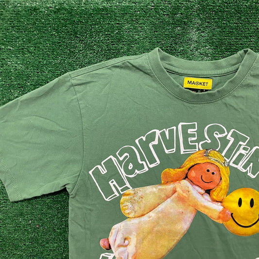 Market Smiley Angelic Harvesting Happiness Green T-Shirt