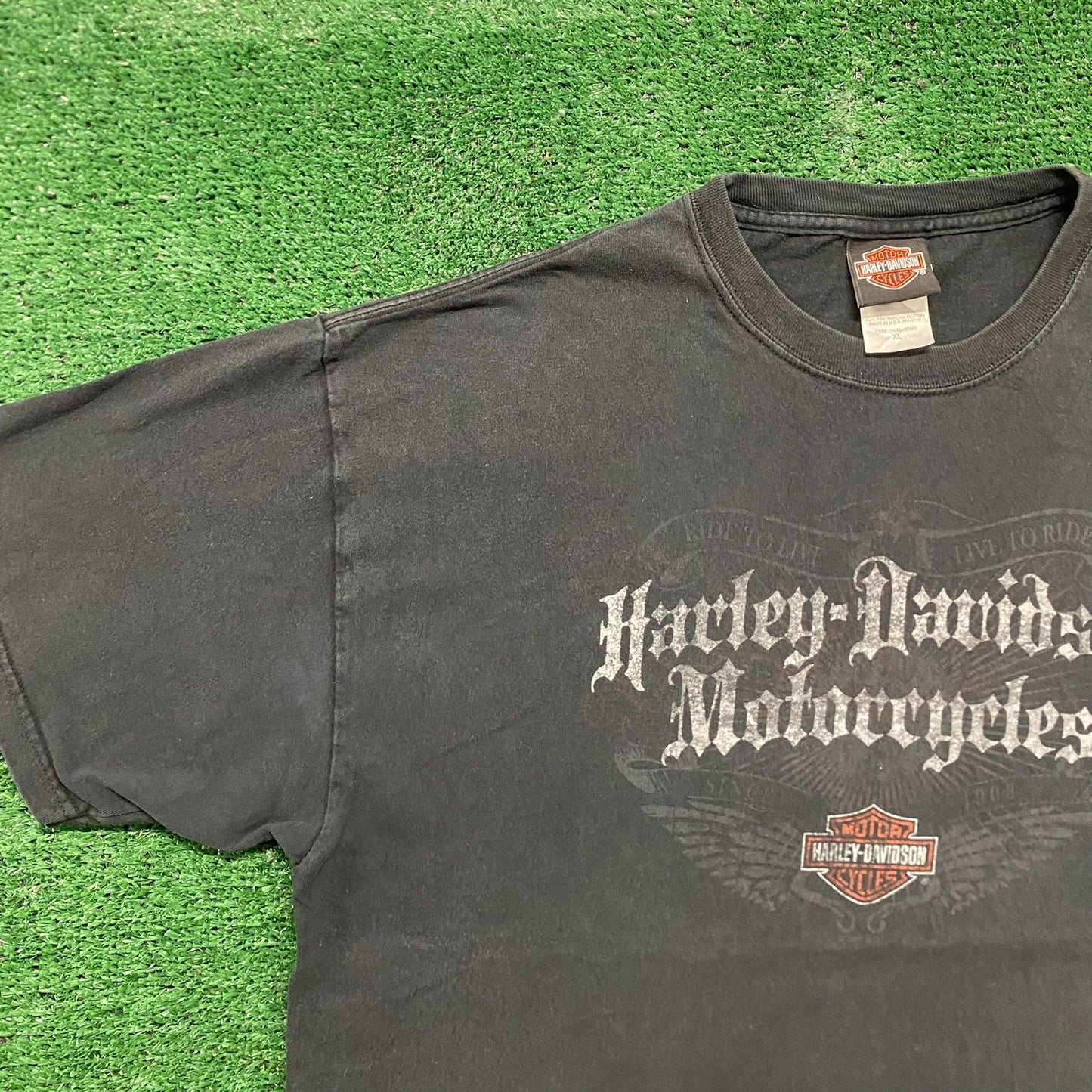 Vintage Y2k Sun Faded Harley Davidson England Gothic T-Shirt